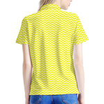 Yellow And White Zigzag Pattern Print Women's Polo Shirt
