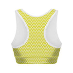 Yellow And White Zigzag Pattern Print Women's Sports Bra
