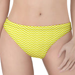 Yellow And White Zigzag Pattern Print Women's Thong
