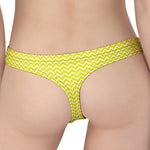 Yellow And White Zigzag Pattern Print Women's Thong