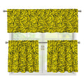 Yellow Banana Pattern Print 3 Piece Kitchen Curtains