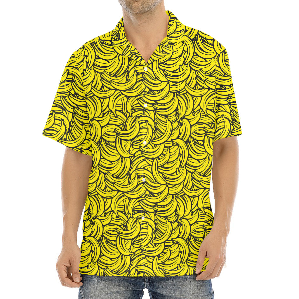 Yellow Banana Pattern Print Aloha Shirt