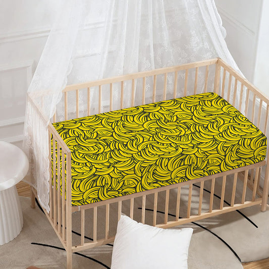 Yellow Banana Pattern Print Baby Crib Sheet