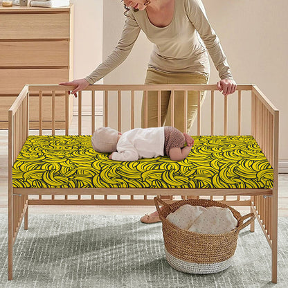 Yellow Banana Pattern Print Baby Crib Sheet