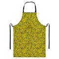 Yellow Banana Pattern Print Bib Apron With Pocket