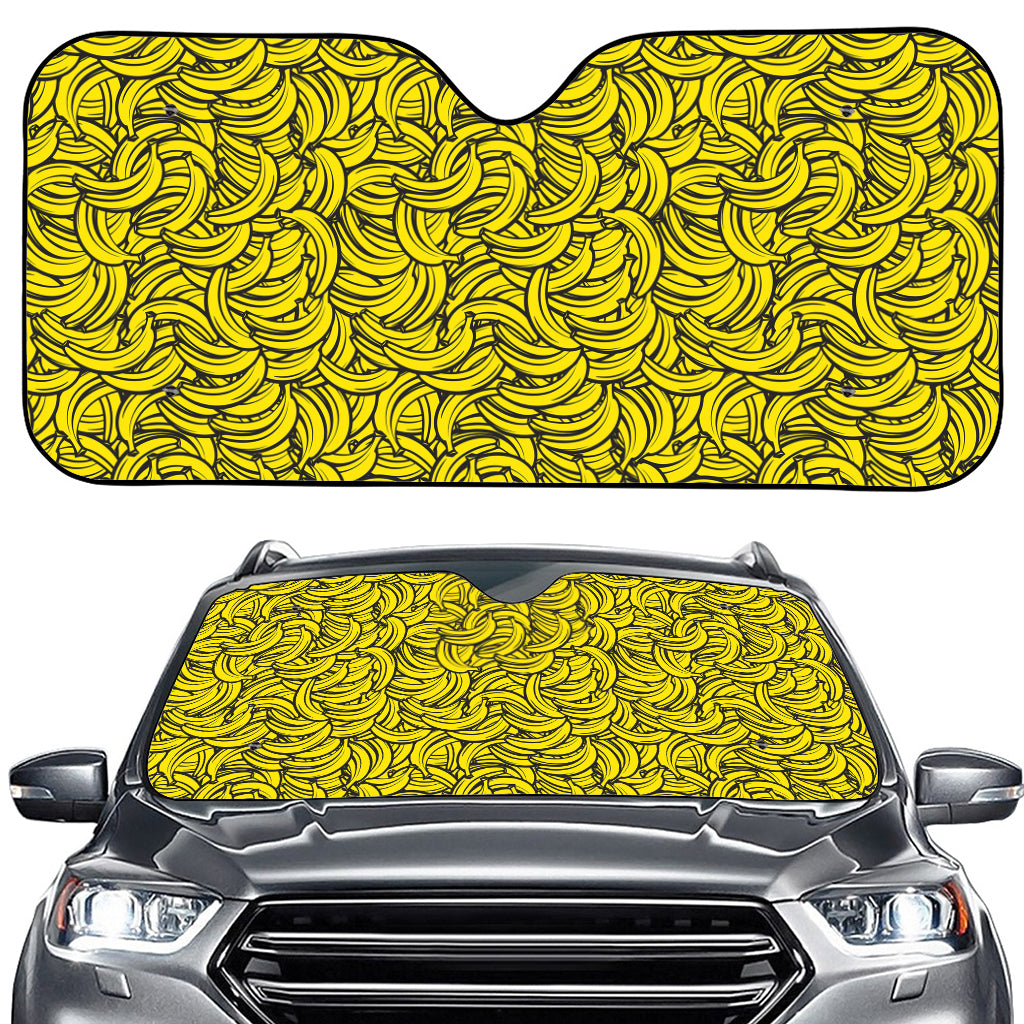 Yellow Banana Pattern Print Car Windshield Sun Shade