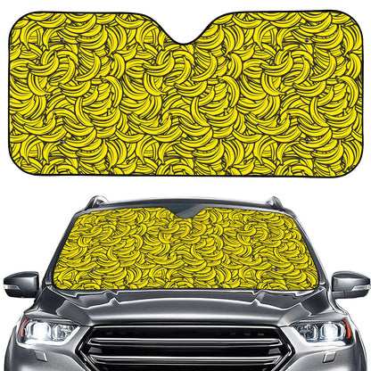 Yellow Banana Pattern Print Car Windshield Sun Shade