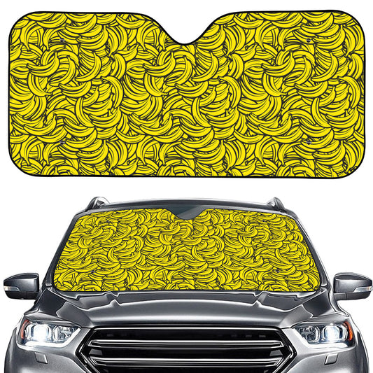 Yellow Banana Pattern Print Car Windshield Sun Shade