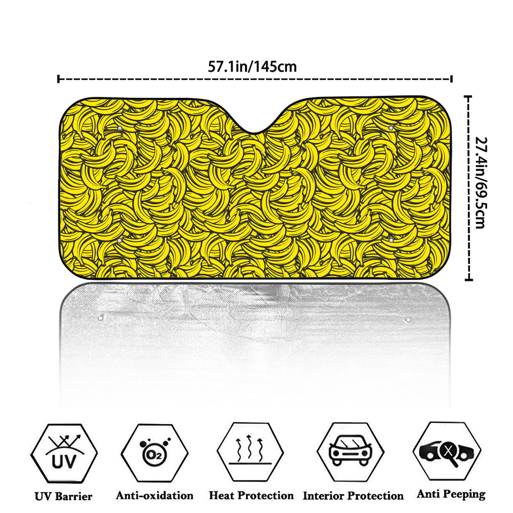 Yellow Banana Pattern Print Car Windshield Sun Shade