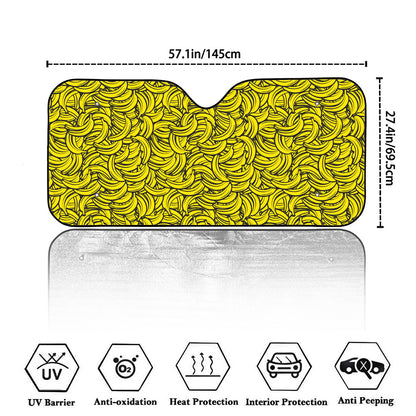 Yellow Banana Pattern Print Car Windshield Sun Shade