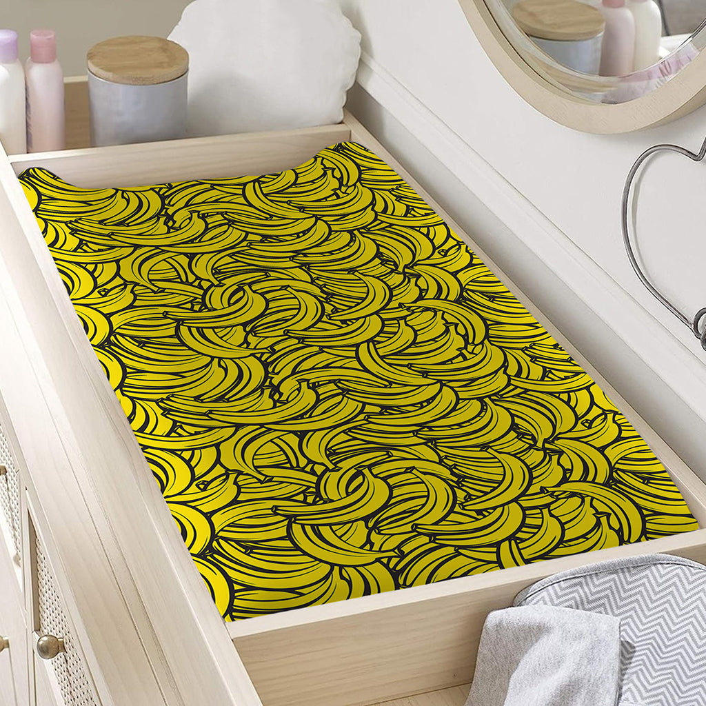 Yellow Banana Pattern Print Changing Pad Cover