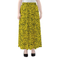 Yellow Banana Pattern Print Chiffon Maxi Skirt