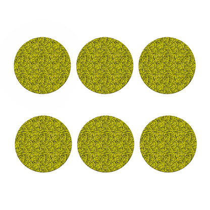 Yellow Banana Pattern Print Coaster Set