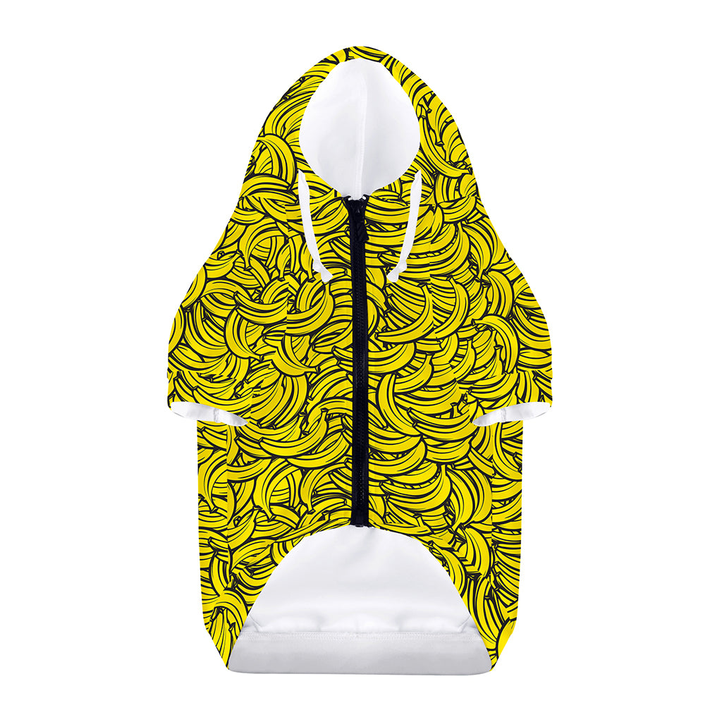 Yellow Banana Pattern Print Dog Zip Up Hoodie