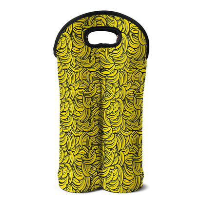 Yellow Banana Pattern Print Double Neoprene Wine Tote