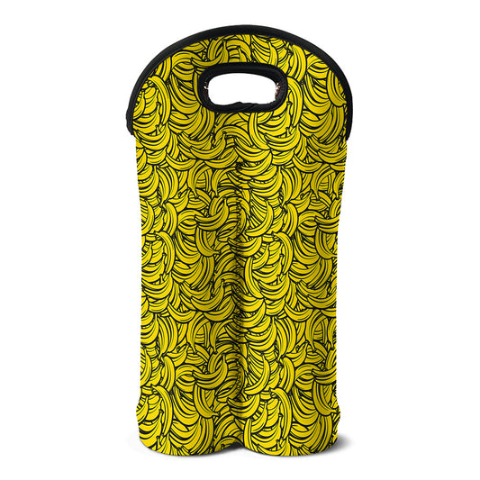 Yellow Banana Pattern Print Double Neoprene Wine Tote