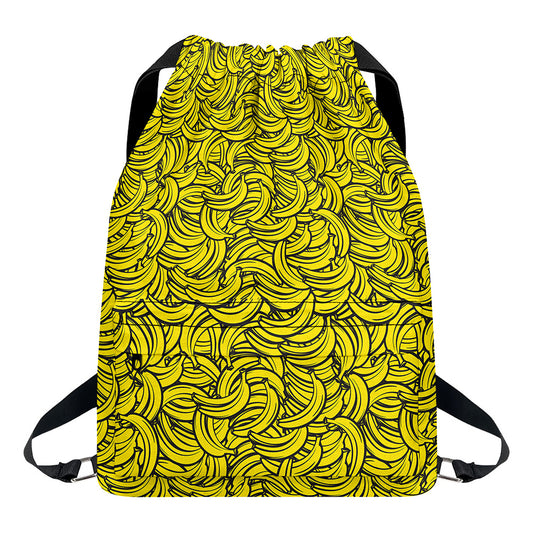 Yellow Banana Pattern Print Drawstring Backpack