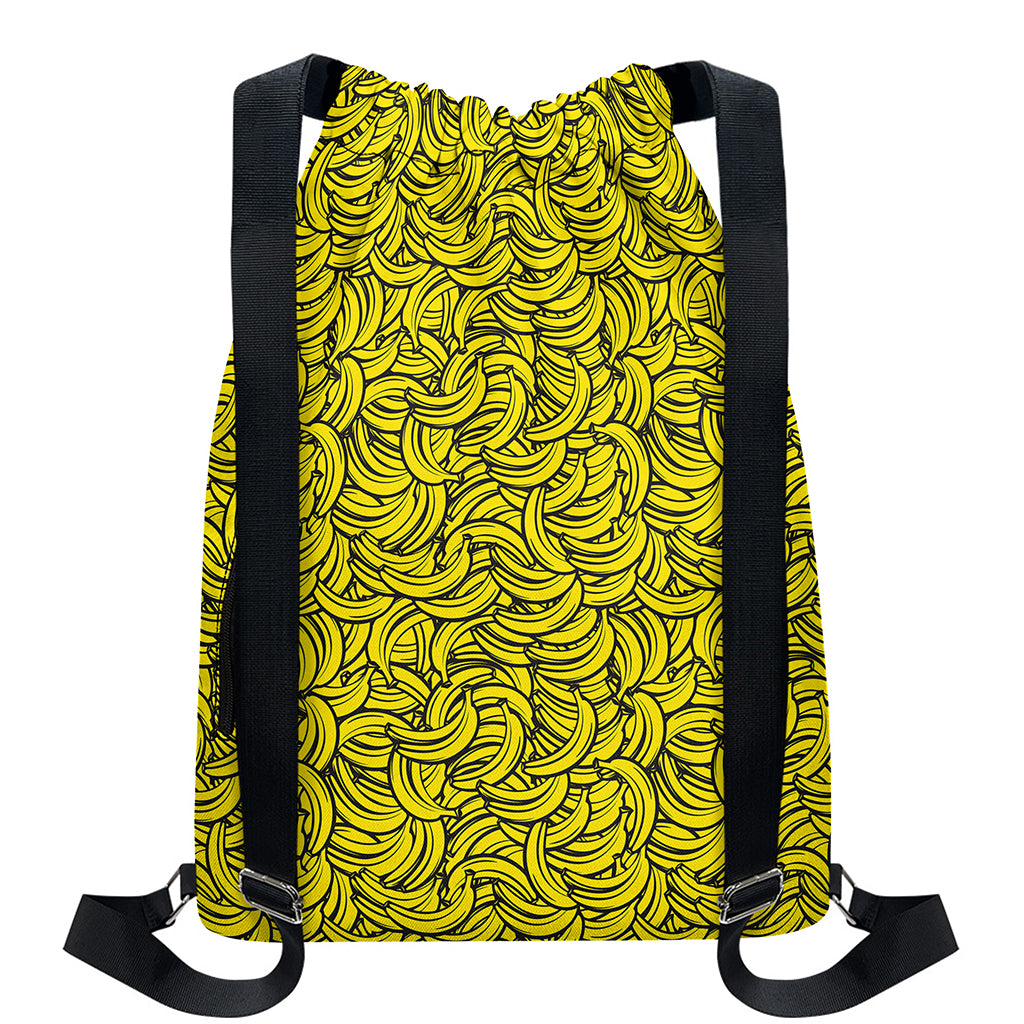 Yellow Banana Pattern Print Drawstring Backpack