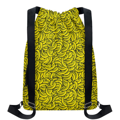 Yellow Banana Pattern Print Drawstring Backpack