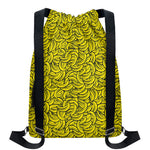 Yellow Banana Pattern Print Drawstring Backpack