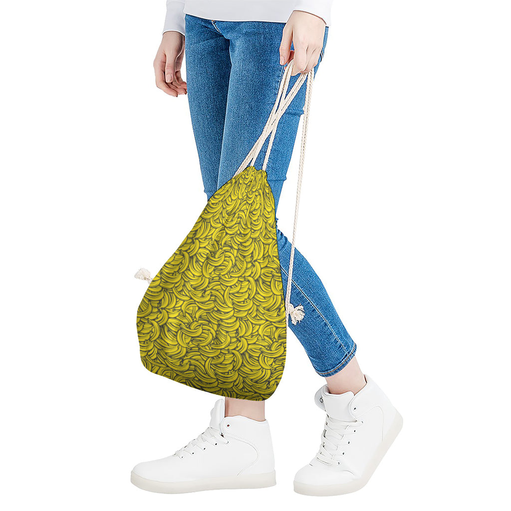 Yellow Banana Pattern Print Drawstring Bag