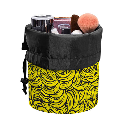 Yellow Banana Pattern Print Drawstring Makeup Bag