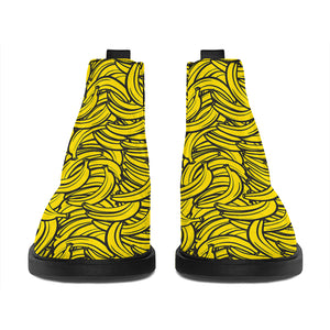 Yellow Banana Pattern Print Flat Ankle Boots