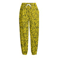 Yellow Banana Pattern Print Fleece Lined Knit Pants