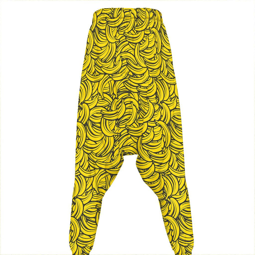 Yellow Banana Pattern Print Hammer Pants