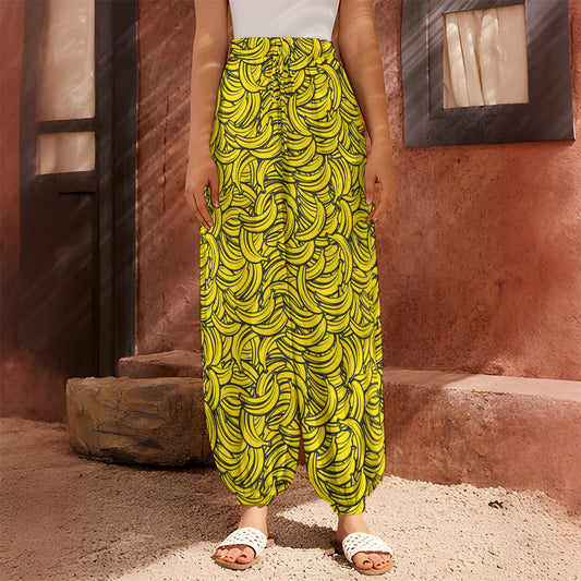 Yellow Banana Pattern Print Harem Pants
