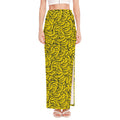 Yellow Banana Pattern Print High Slit Maxi Skirt
