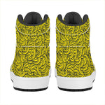 Yellow Banana Pattern Print High Top Leather Sneakers