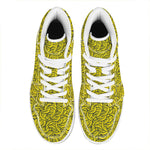 Yellow Banana Pattern Print High Top Leather Sneakers