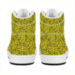 Yellow Banana Pattern Print High Top Leather Sneakers