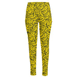 Yellow Banana Pattern Print High-Waisted Pocket Leggings
