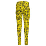 Yellow Banana Pattern Print High-Waisted Pocket Leggings