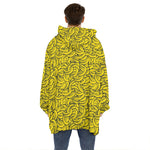 Yellow Banana Pattern Print Hoodie Blanket