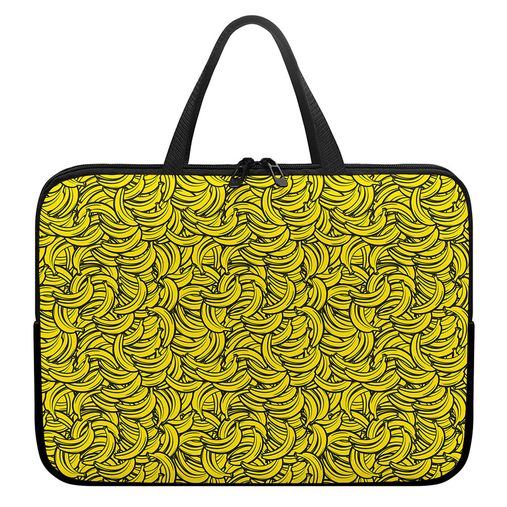 Yellow Banana Pattern Print Laptop Sleeve With Handle