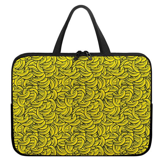 Yellow Banana Pattern Print Laptop Sleeve With Handle