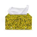 Yellow Banana Pattern Print Leather Tissue Box Cover