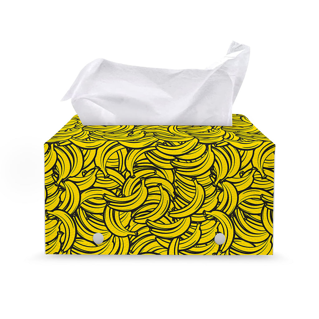 Yellow Banana Pattern Print Leather Tissue Box Cover