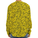 Yellow Banana Pattern Print Long Sleeve Baseball Jersey