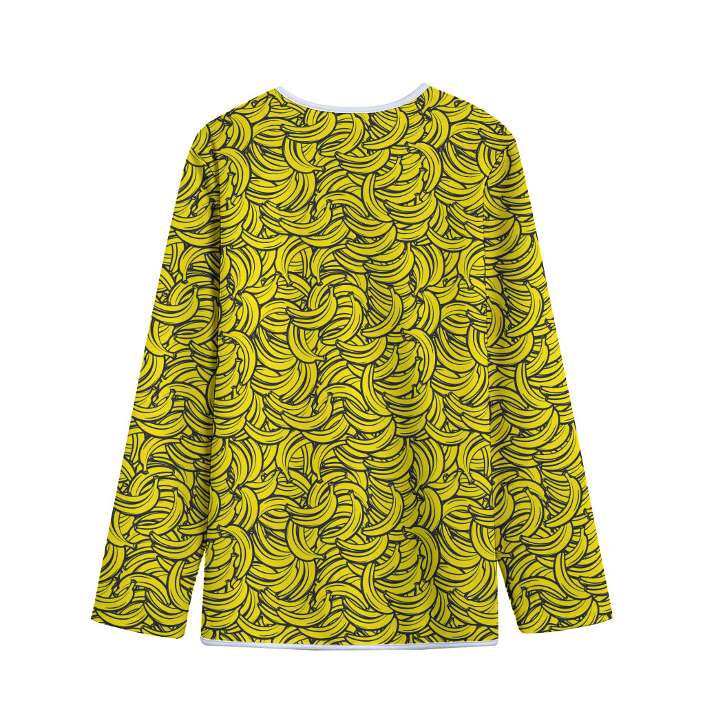 Yellow Banana Pattern Print Long Sleeve Short Coat