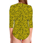 Yellow Banana Pattern Print Long Sleeve Swimsuit