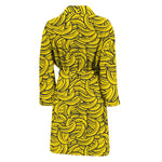 Yellow Banana Pattern Print Men's Bathrobe