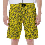 Yellow Banana Pattern Print Men's Beach Shorts
