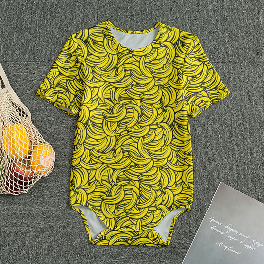 Yellow Banana Pattern Print Men's Bodysuit