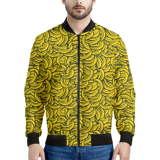 Yellow Banana Pattern Print Men's Bomber Jacket