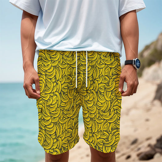 Yellow Banana Pattern Print Men's Cargo Shorts