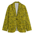 Yellow Banana Pattern Print Men's Cotton Blazer